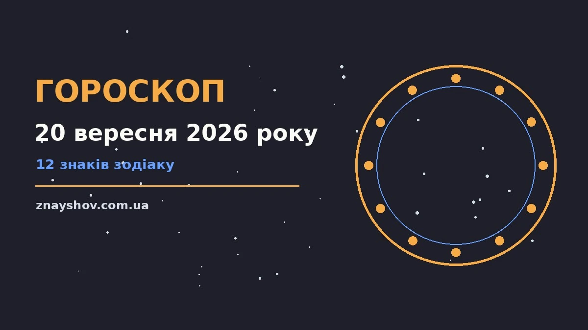 Щоденний гороскоп на 20 вересня 2026 року: записник, ручка та символи знаків Зодіаку на тлі ранкового столу